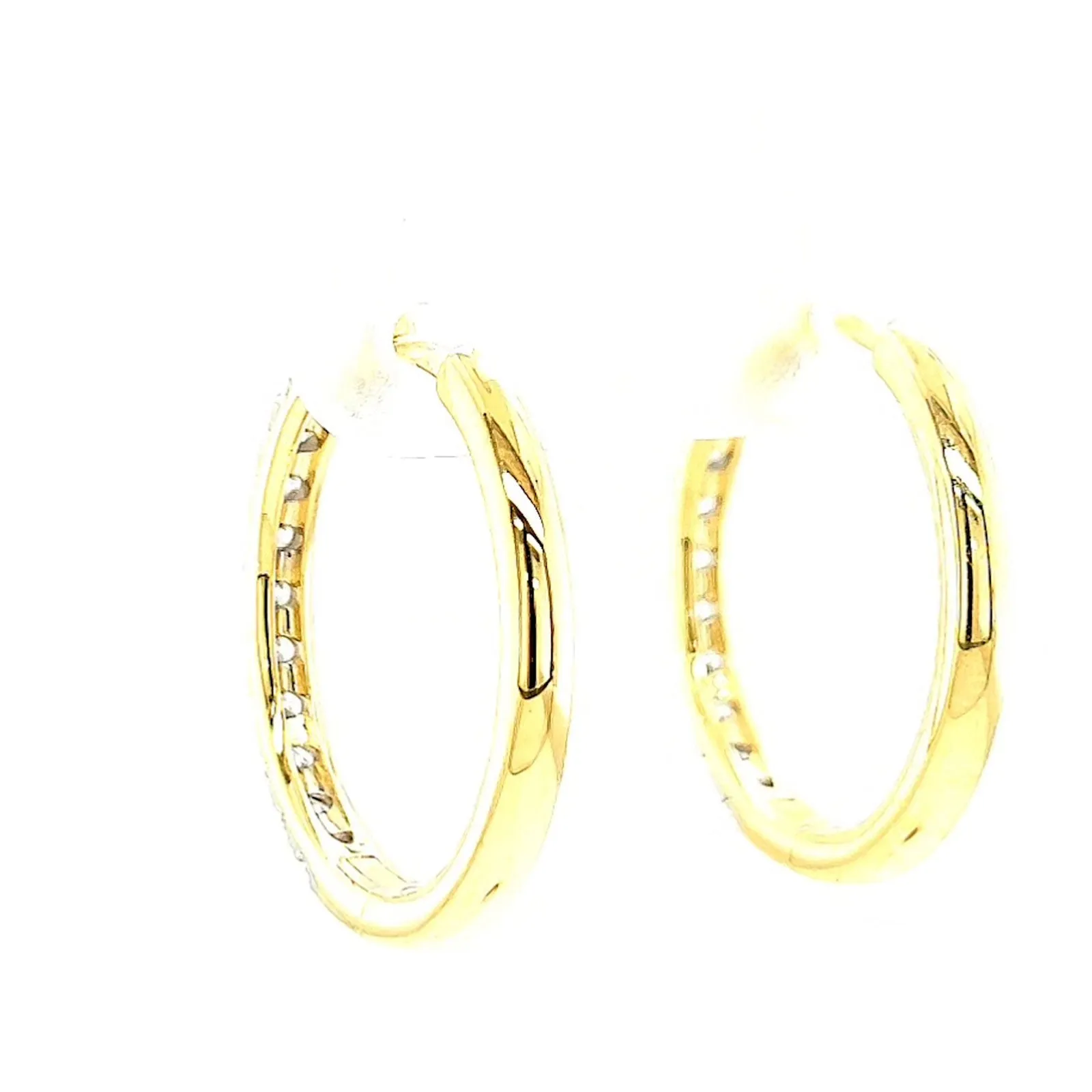 Celebration 9ct Two Tone Gold Round Brilliant Cut 3/4 CARAT tw of Lab Grown Diamonds Huggie Earrings