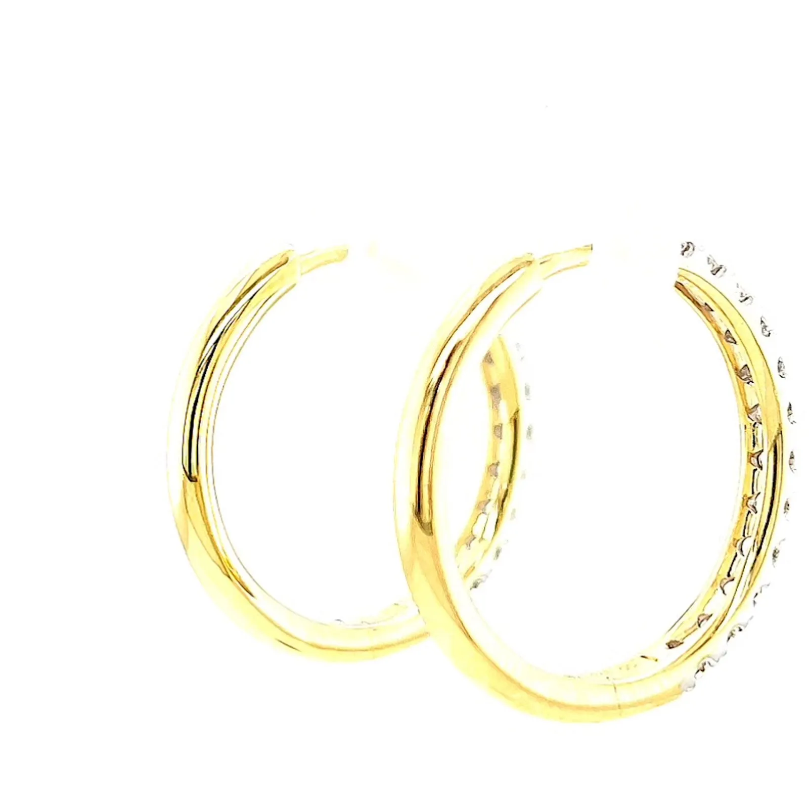 Celebration 9ct Two Tone Gold Round Brilliant Cut 3/4 CARAT tw of Lab Grown Diamonds Huggie Earrings