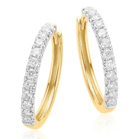 Celebration 9ct Two Tone Gold Round Brilliant Cut 3/4 CARAT tw of Lab Grown Diamonds Huggie Earrings