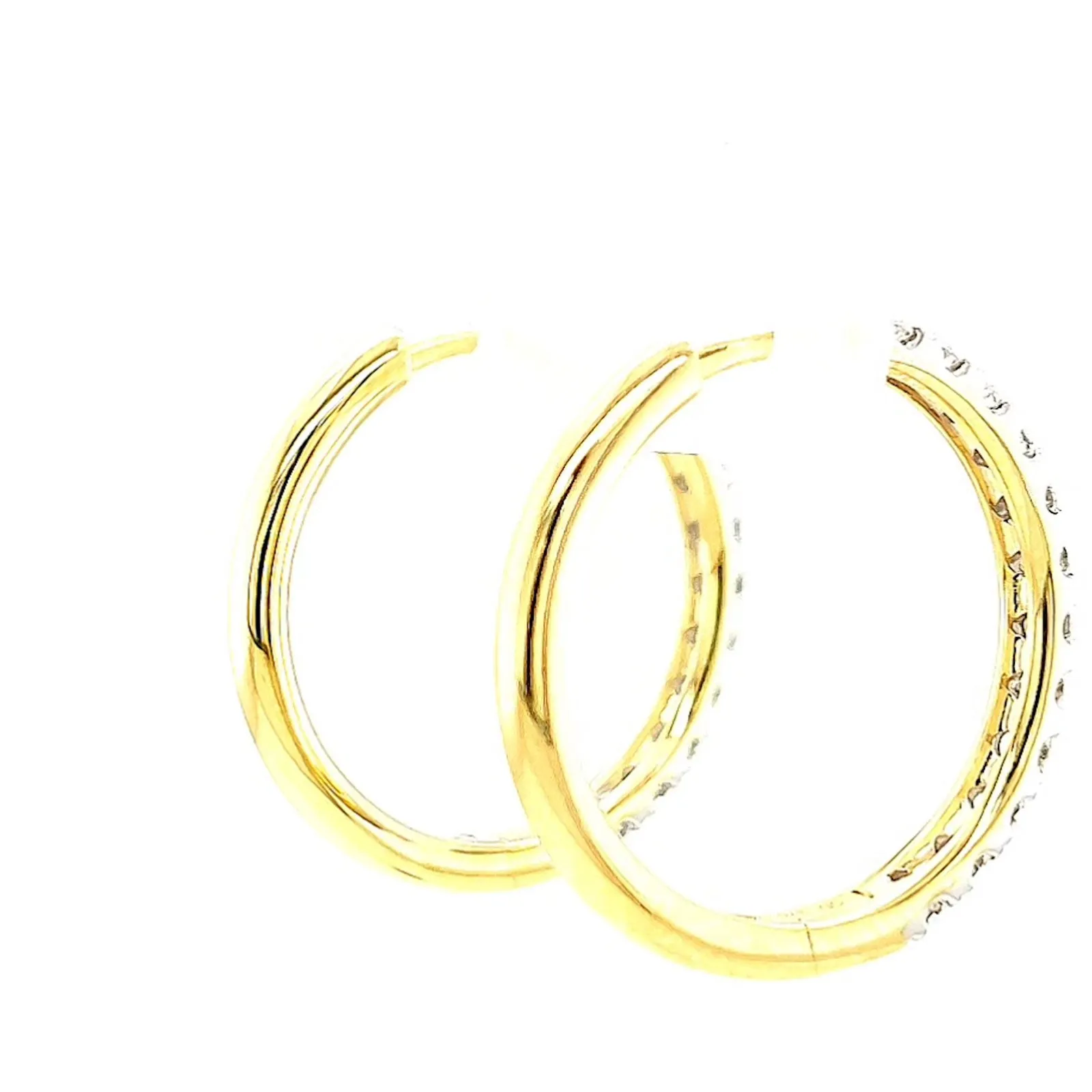 Celebration 9ct Two Tone Gold Round Brilliant Cut 3/4 CARAT tw of Lab Grown Diamonds Huggie Earrings