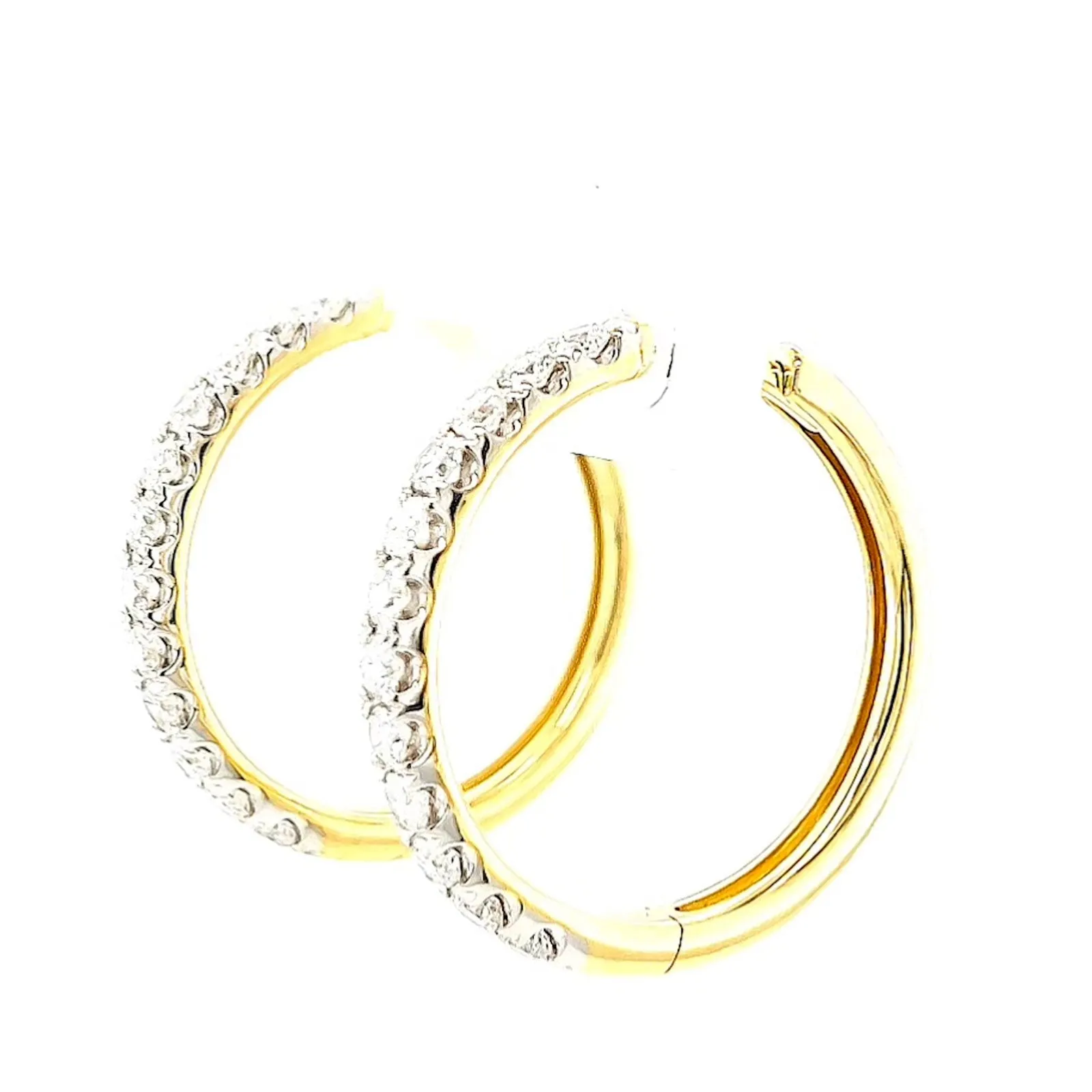 Celebration 9ct Two Tone Gold Round Brilliant Cut 3/4 CARAT tw of Lab Grown Diamonds Huggie Earrings