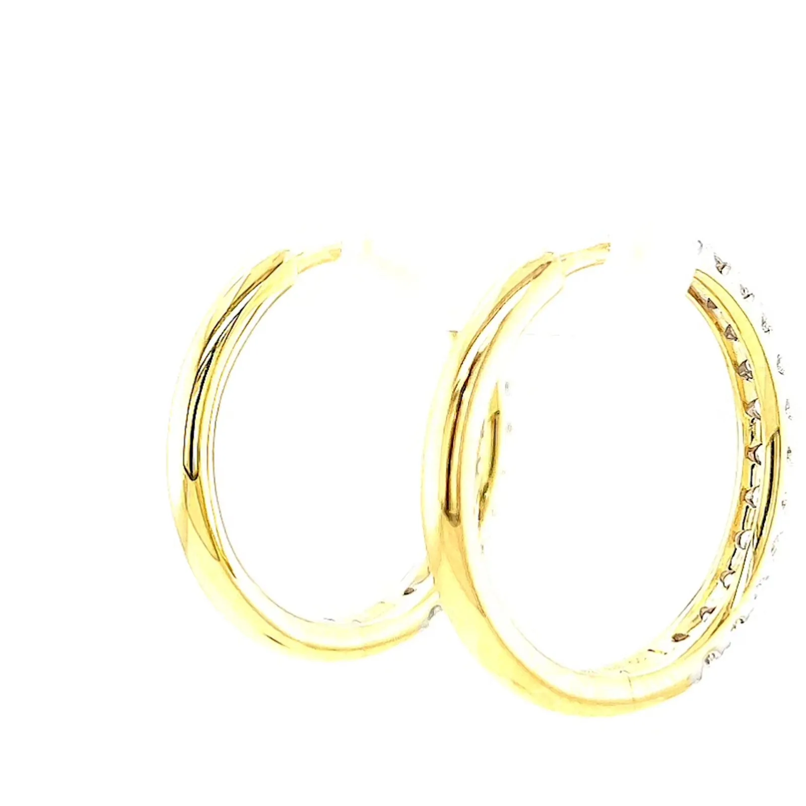 Celebration 9ct Two Tone Gold Round Brilliant Cut 3/4 CARAT tw of Lab Grown Diamonds Huggie Earrings