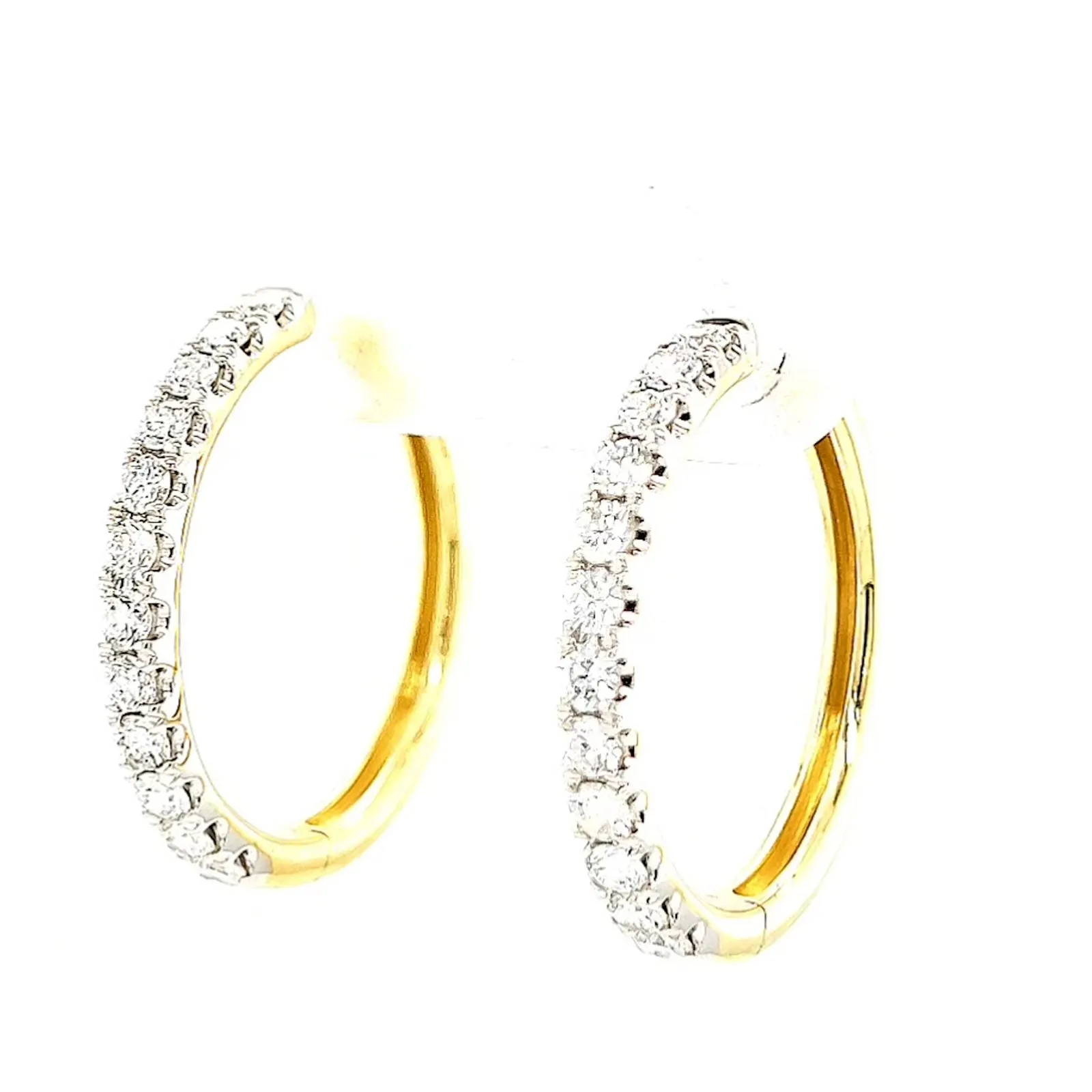 Celebration 9ct Two Tone Gold Round Brilliant Cut 3/4 CARAT tw of Lab Grown Diamonds Huggie Earrings