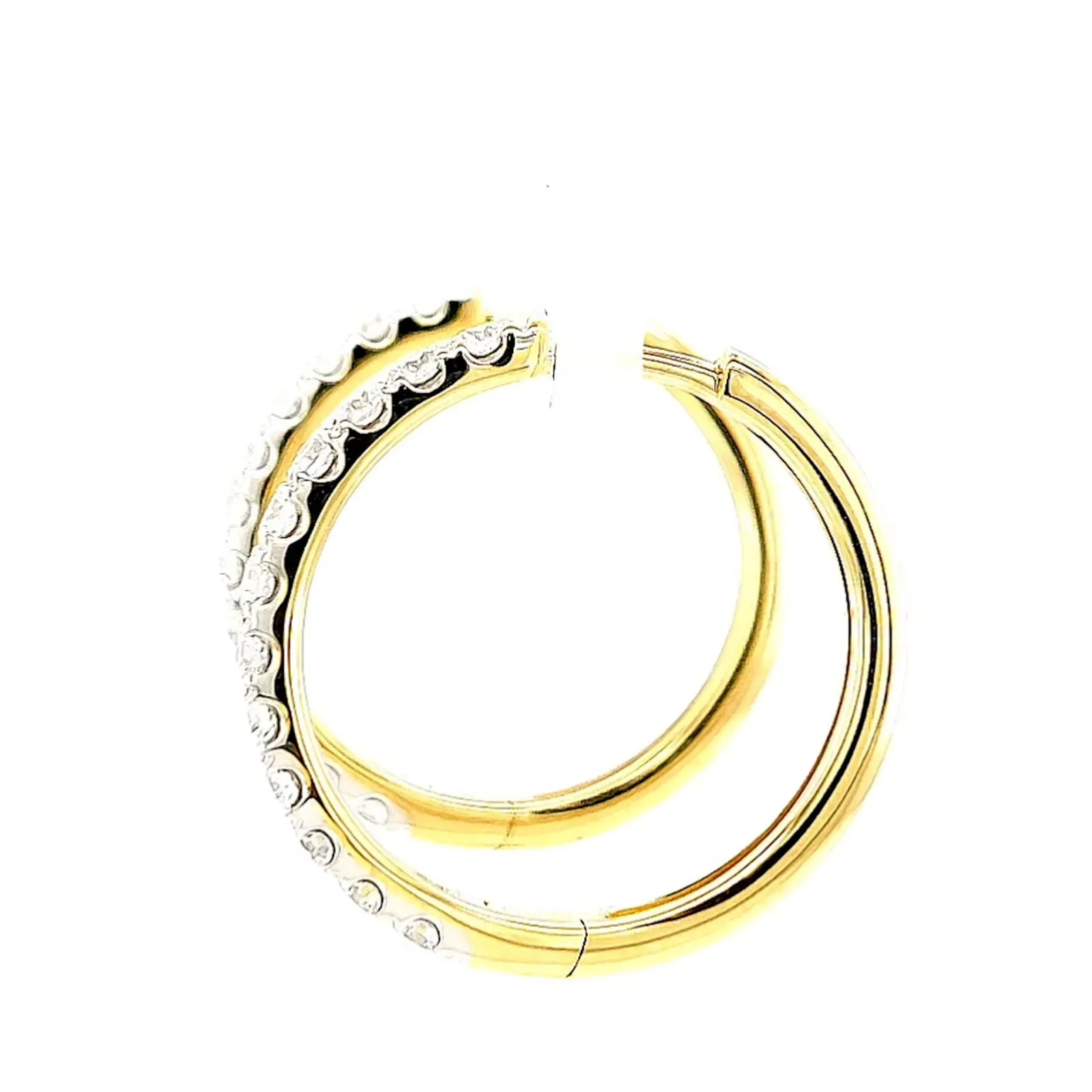 Celebration 9ct Two Tone Gold Round Brilliant Cut 3/4 CARAT tw of Lab Grown Diamonds Huggie Earrings