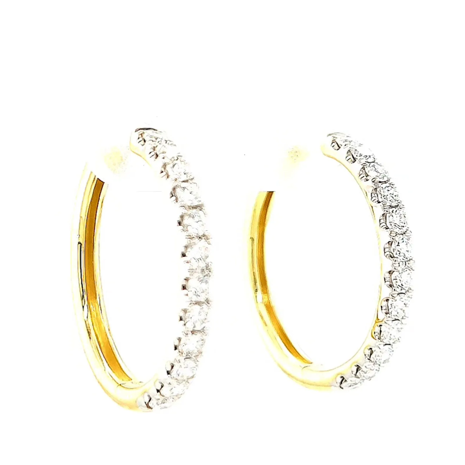 Celebration 9ct Two Tone Gold Round Brilliant Cut 3/4 CARAT tw of Lab Grown Diamonds Huggie Earrings