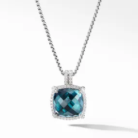 Chatelaine Pave Bezel Pendant Necklace with Hampton Blue Topaz