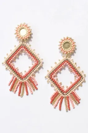 Chelsea Beaded Earrings in Rose by Mata Traders