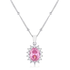 Chesna Oval Pink Halo Pendant