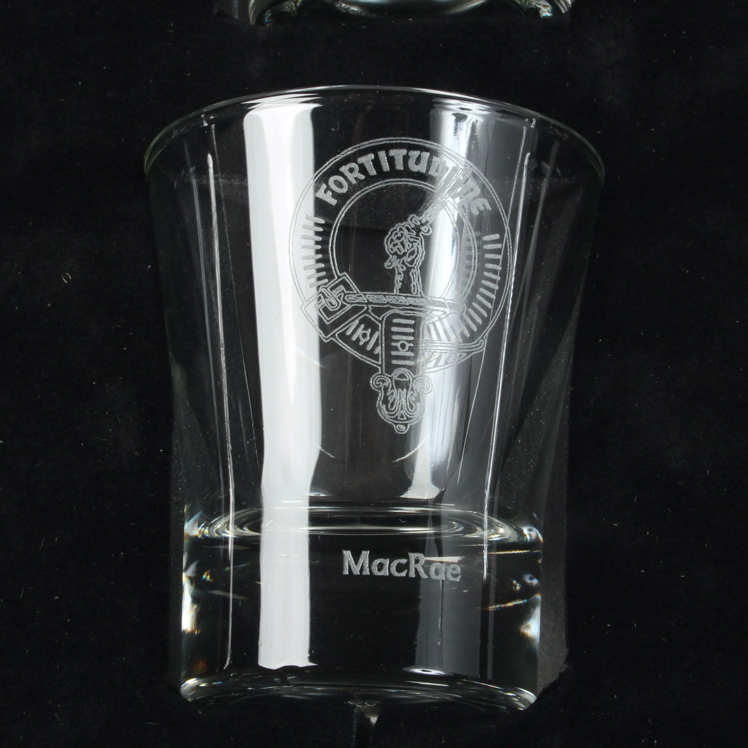 Clan Crest Dram Glass Set of 6 with MacRae Crest