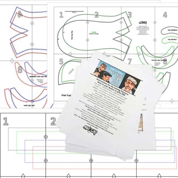 Classic Flat Cap for men or unisex sewing pattern and instructions, digital format