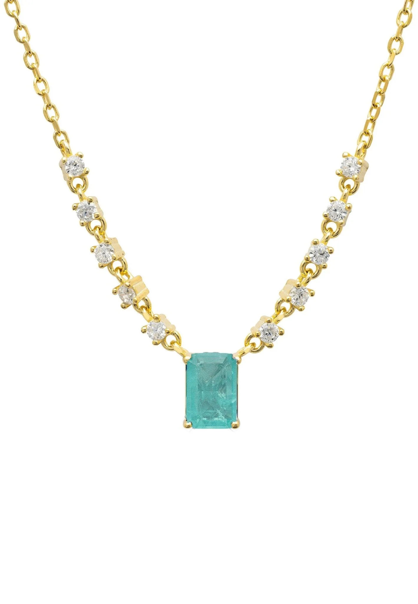 Claudia Gemstone Pendant Necklace Gold Paraiba Tourmaline