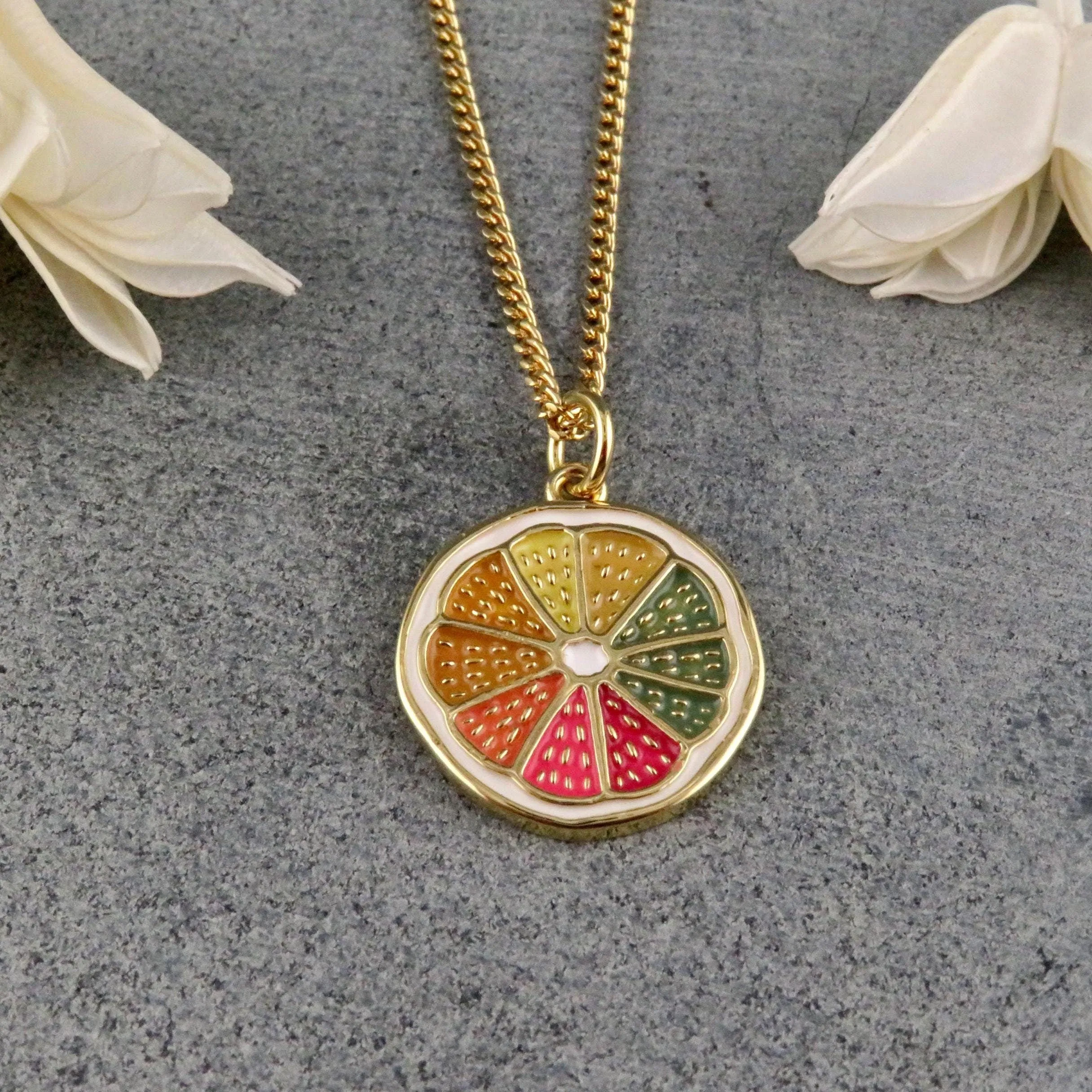 Colorful Citrus Slice Necklace