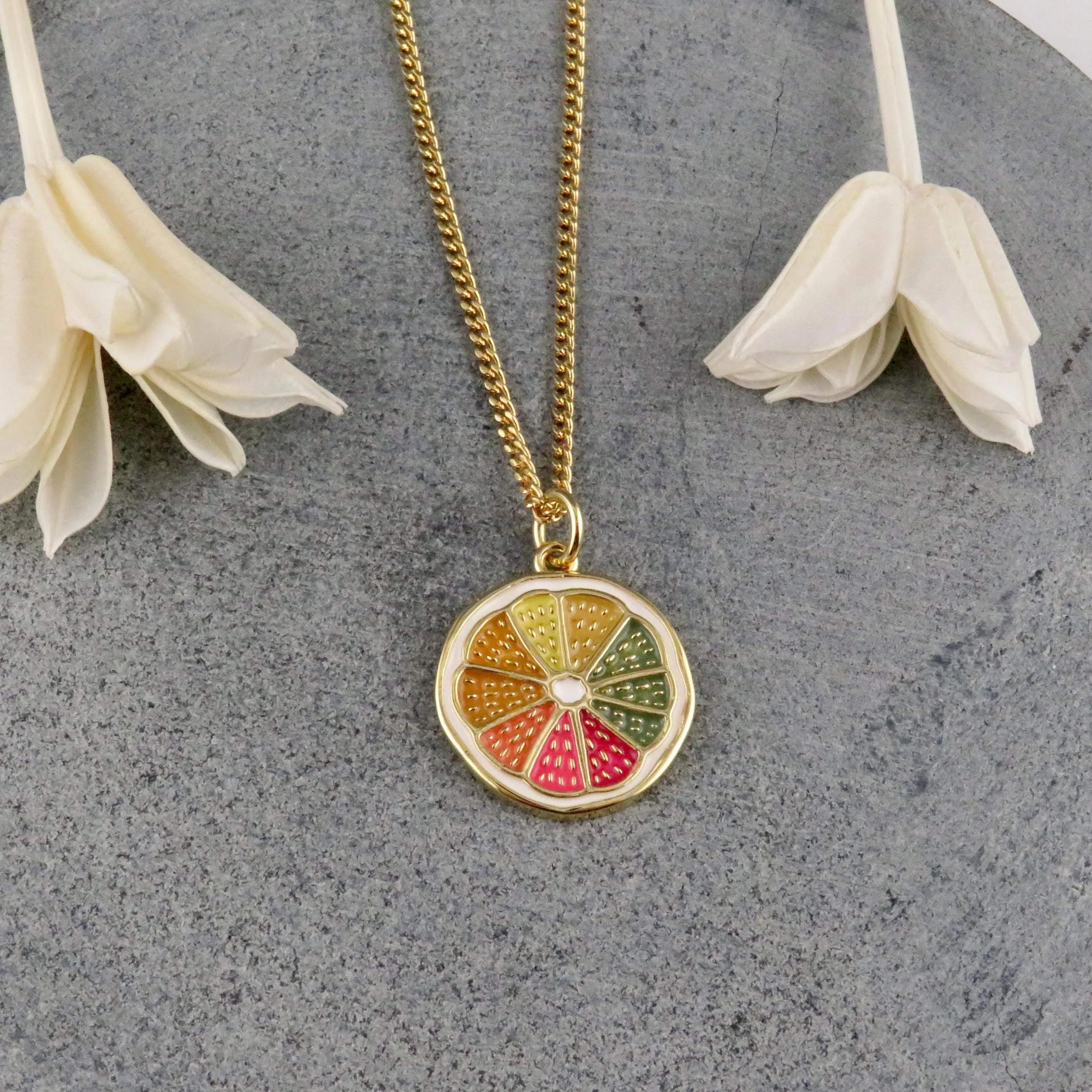 Colorful Citrus Slice Necklace