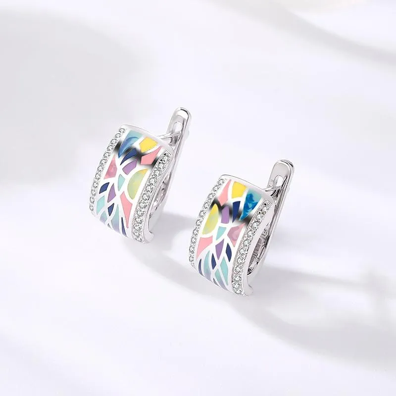 Colorful Sparkling Stud Earrings For Women Clip Earrings Fine Jewelry