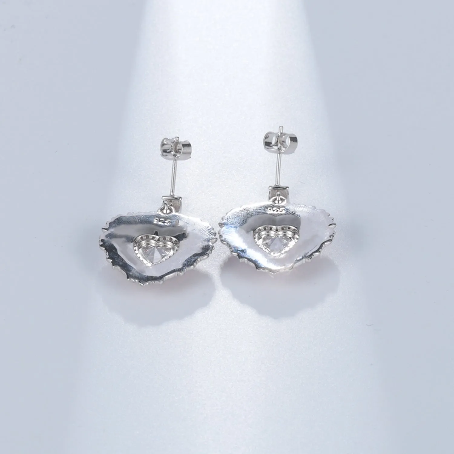 Colourful Natural Gemstone Love Design Silver Studs Earrings for Women