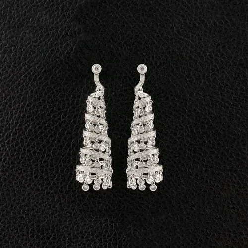 Cone shaped Diamond Dangle Earrings