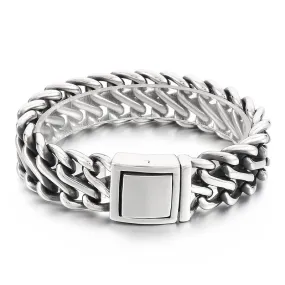 Creative Titanium Steel Braided Bracelet for Men - European and American Locomotive Wind Design in Stainless Steel