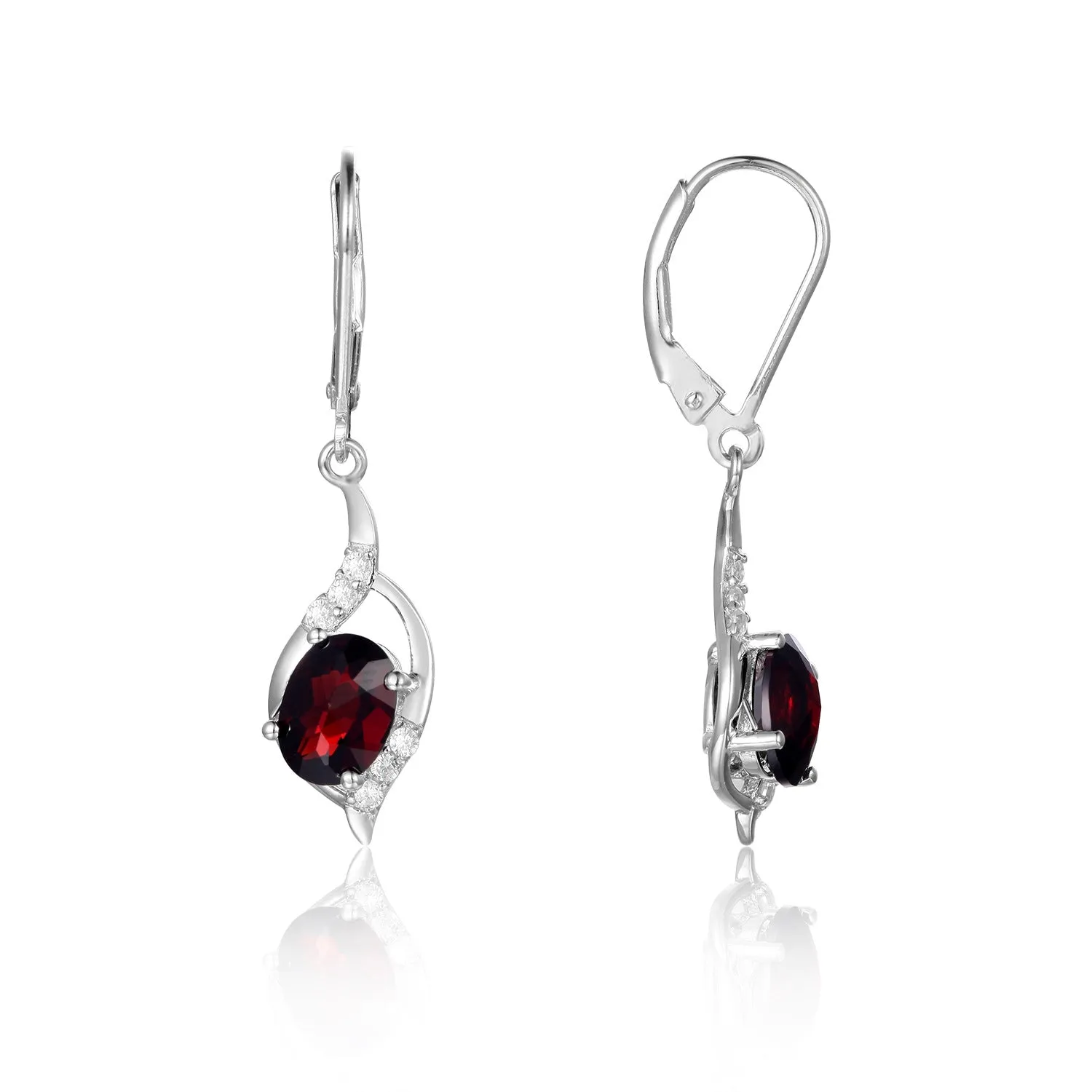 Creative Water Droplet Oval Natural Gemstone Silver Drop Earrings