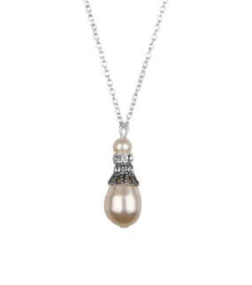 Crystal Filigree And Pearl Pendant Necklace