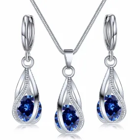 Crystal Jewelry Set Zircon Necklace Earrings Set