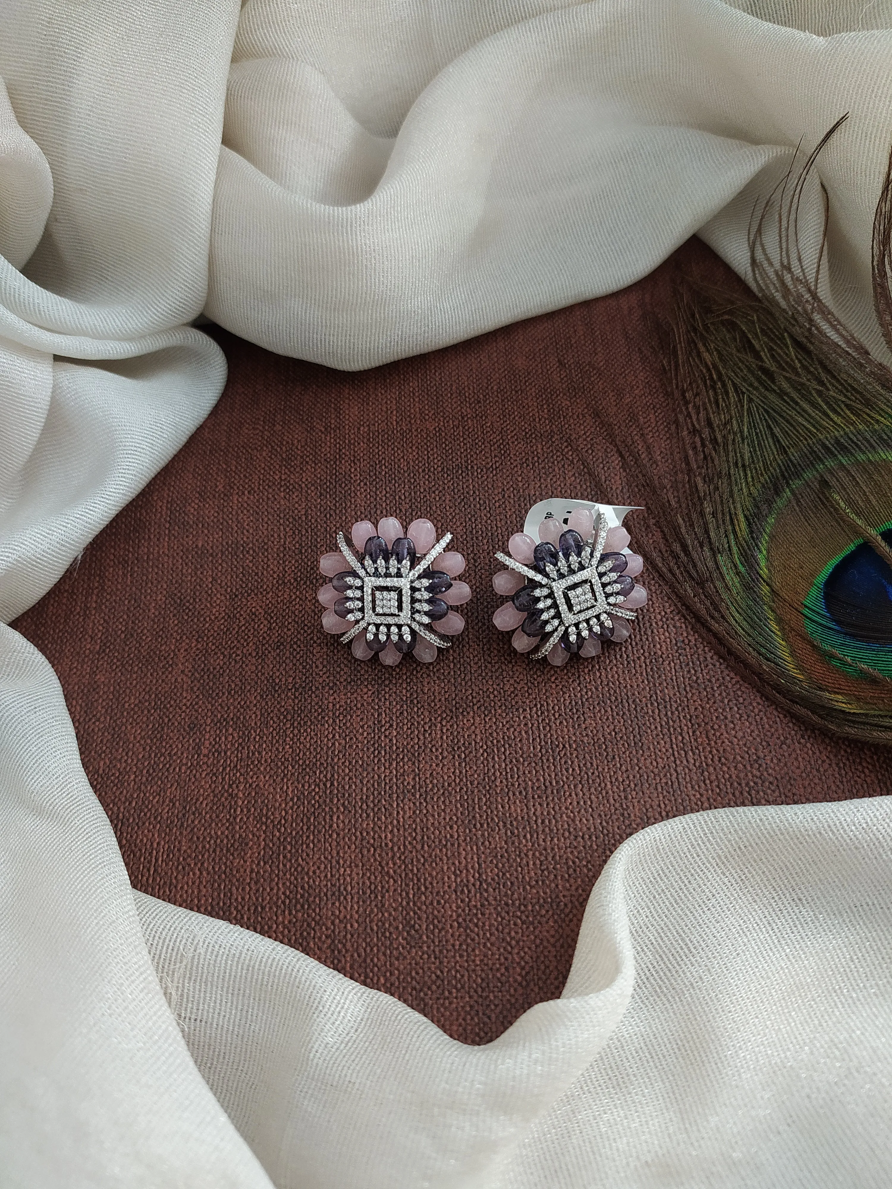 Cube-Shaped Zircon Studs in Victorian Beads Collection