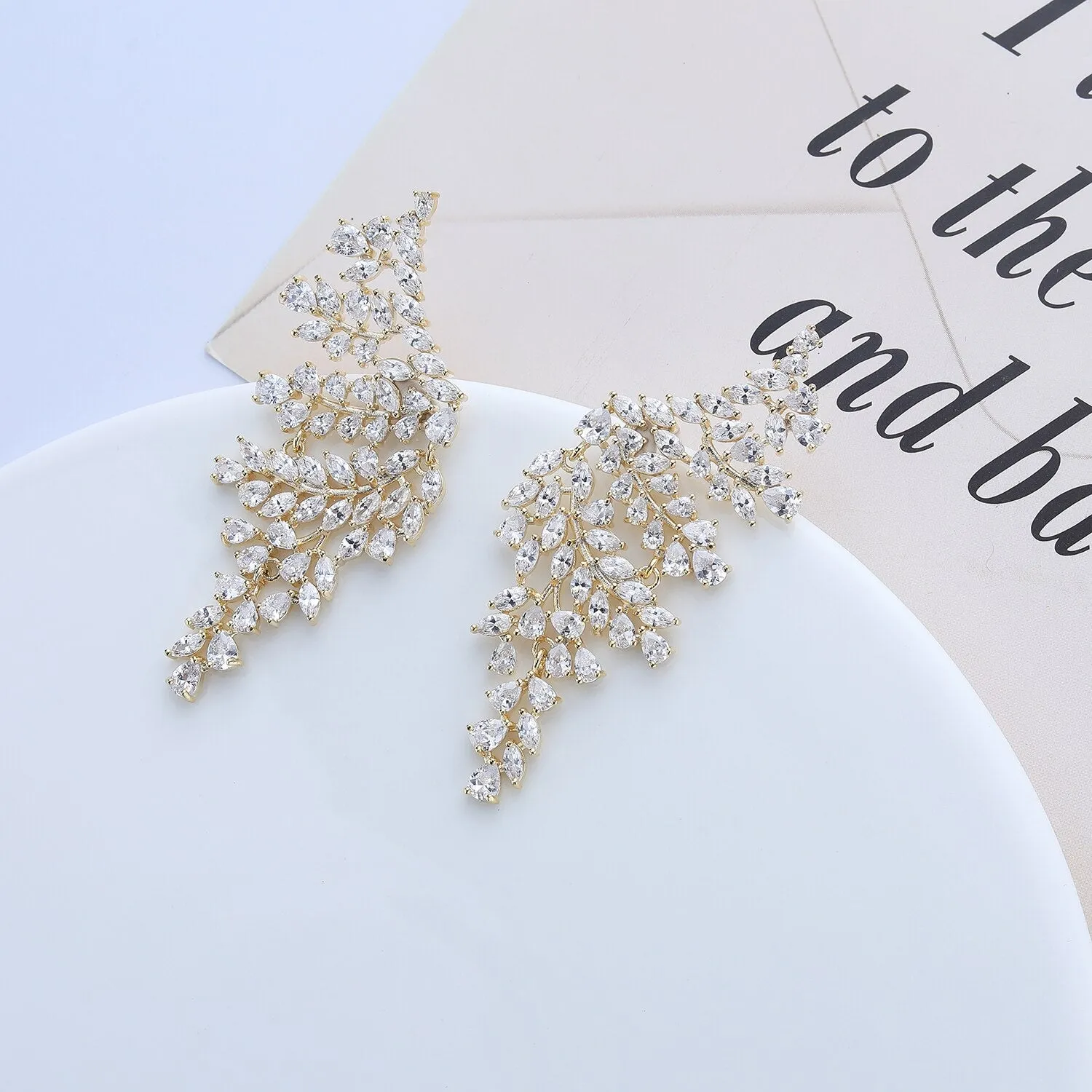 Cubic Zircon CZ Earrings for Wedding, Crystals Earring for Bride, Women Girl Birthday Party Jewelry CE11349