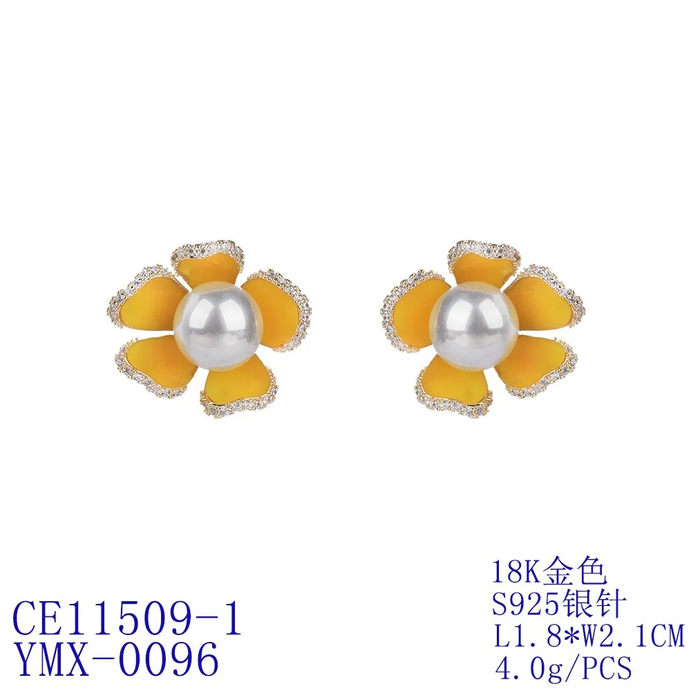 Cubic Zircon CZ Flower Earrings for Wedding, Pearls Earring for Bride, Women Girl Birthday Party Jewelry CE11509