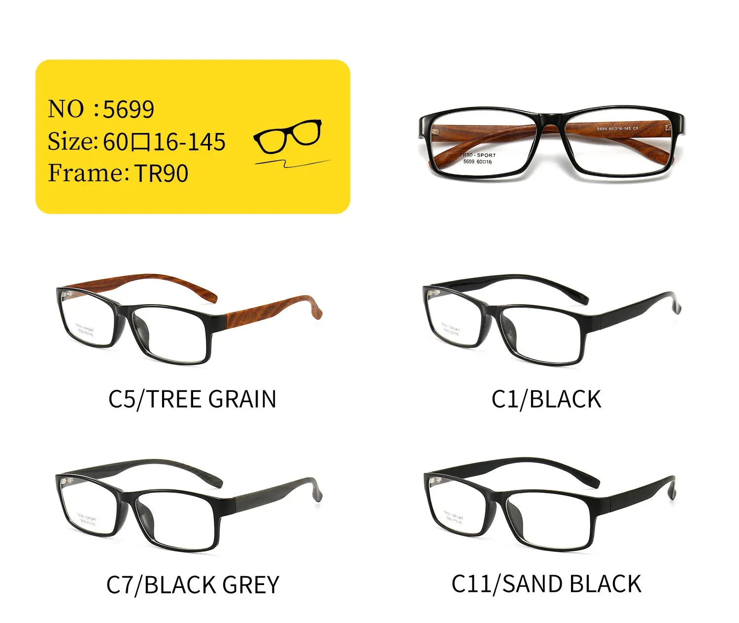 Cubojue Unisex Full Rim Oversized Square Plastic Reading Glasses 5699