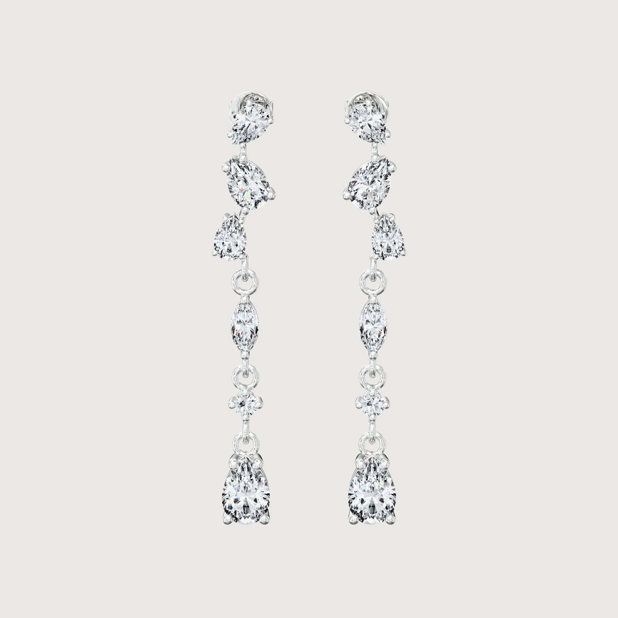 Curved Pear Diamond Kaleidoscope Earrings