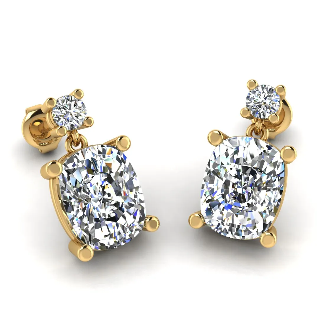 Cushion Shape Natural Diamond Drop Earrings EDCCD