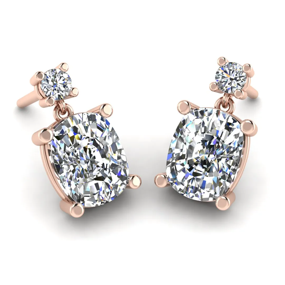 Cushion Shape Natural Diamond Drop Earrings EDCCD