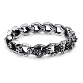 Customizable Punk Skull Bracelet for Men - Trendy Stainless Steel and Retro Titanium Couple Design