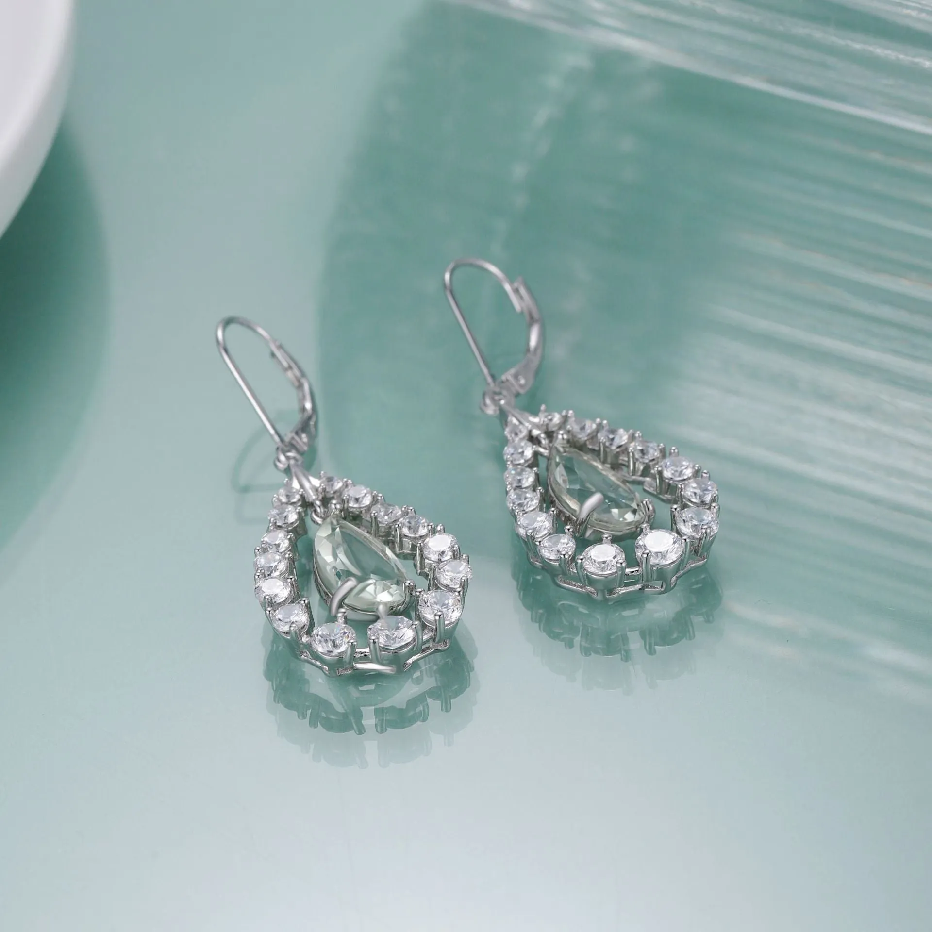 Cystal Creative Pear Drop Silver Drop Earrings for Women