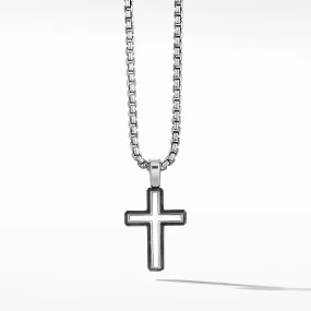 David Yurman Men's Forged Carbon Cross Pendant 24MM