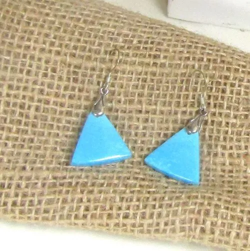 Designer Turquoise Drop Earrings - Sterling Silver