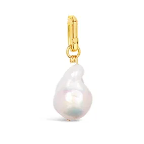 Detachable White Baroque Pearl Charm in Gold