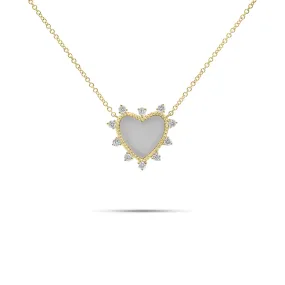 Diamond & Mother of Pearl Heart Pendant Necklace