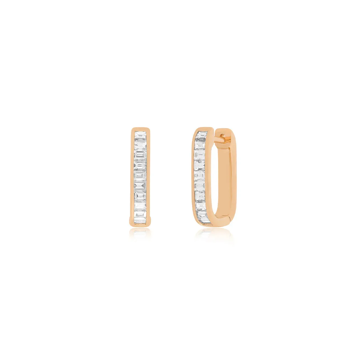 Diamond Baguette Jumbo Lola Huggie Hoop Earrings