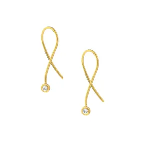 Diamond Bezel Wire Threader Earrings