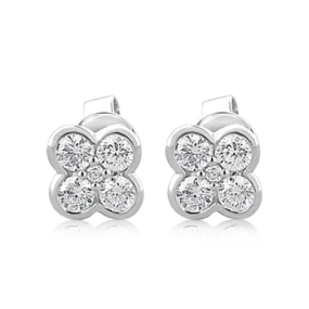 Diamond Clover Shaped Earrings