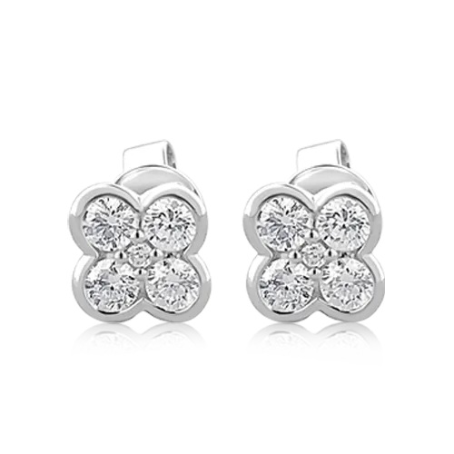 Diamond Clover Shaped Earrings