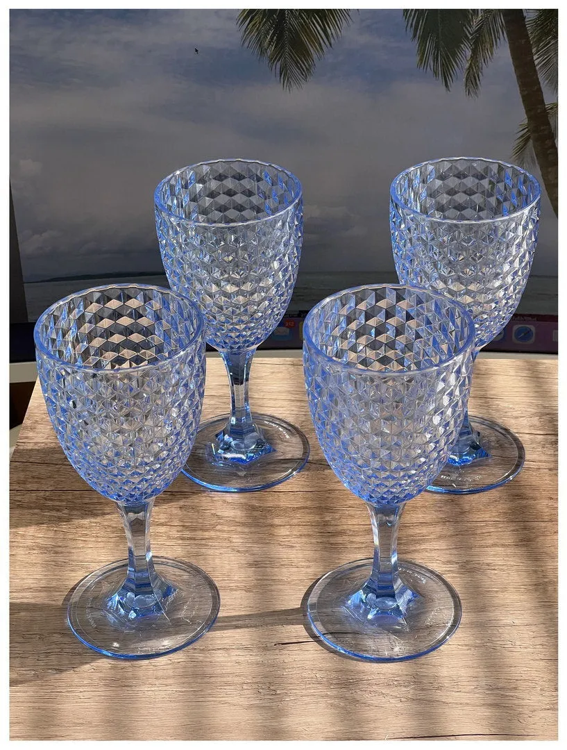 Diamond Cut Plastic Unbreakable Red Wine Glasses