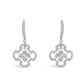 Diamond Dangle Clover Earrings