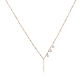 Diamond Drop Bar Rose Gold Necklace - BJN10128