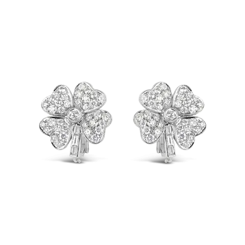 Diamond Four Leaf Clover Earrings