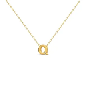 Diamond Letter Necklace "Q" - 18 karat gold vermeil on sterling silver, diamond 0.01 carat