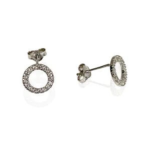 Diamond Open Circle Stud Earrings