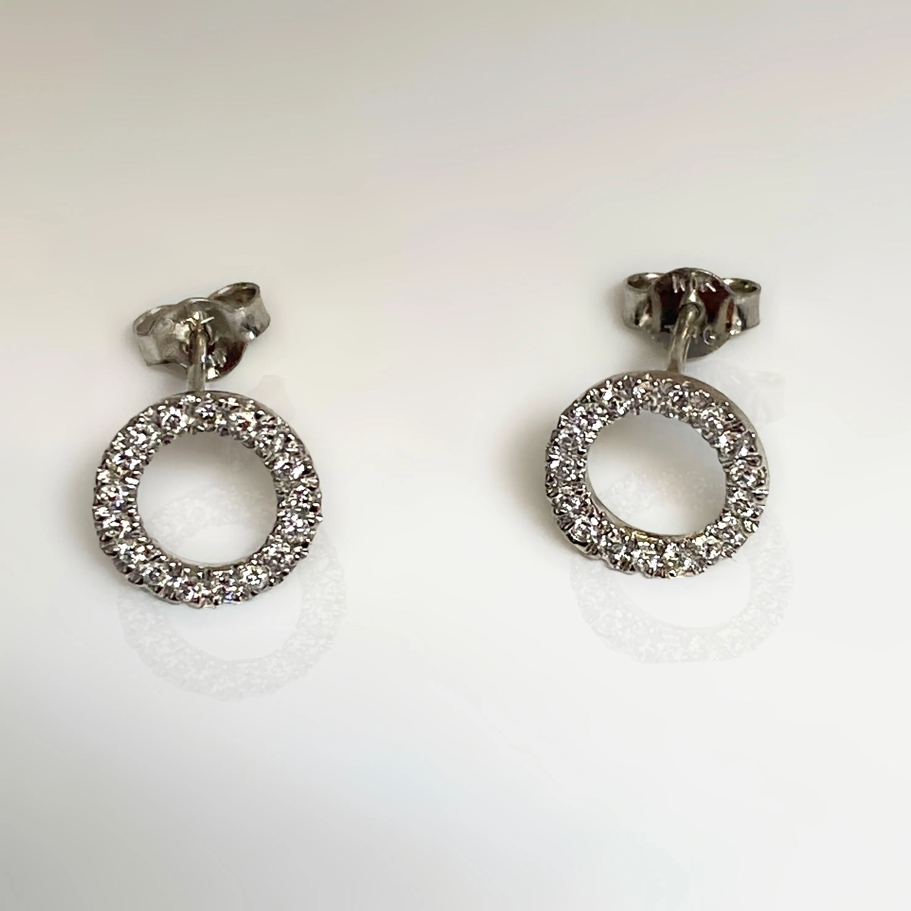 Diamond Open Circle Stud Earrings