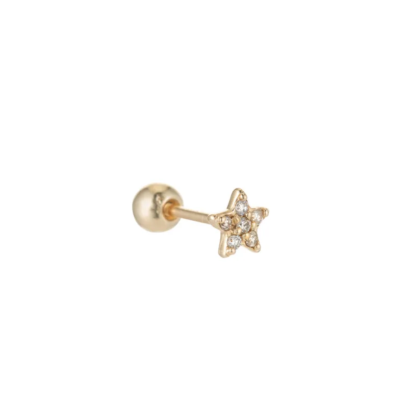 Diamond Pavé Star Stud Single Earring, 14k