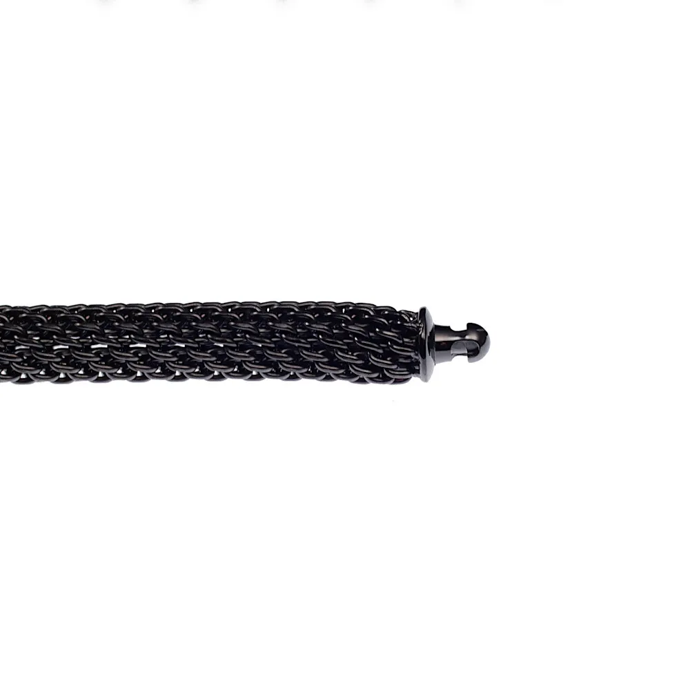 Diamond Square Pendant with Y shape Diamond Connector on 18" Black Mesh Chain